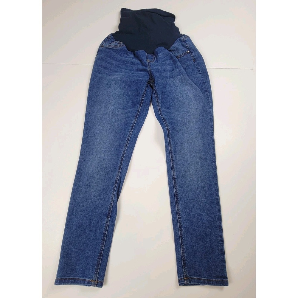 Motherhood Maternity Size Large Medium Wash Straight Leg Stretch Over The Belly